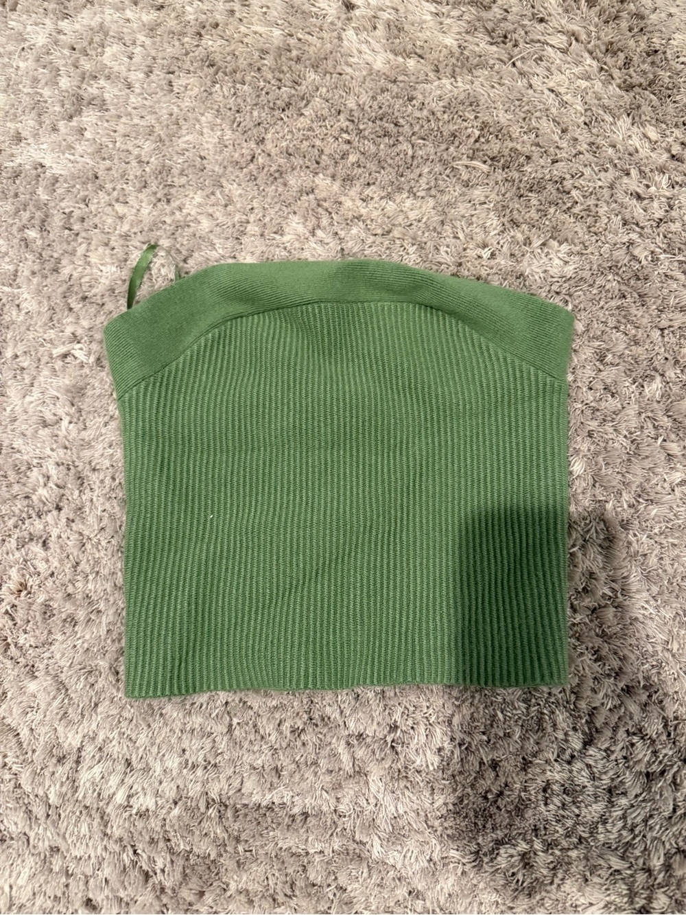 Abercrombie & Fitch Olive Ribbed Strapless Knit Top
